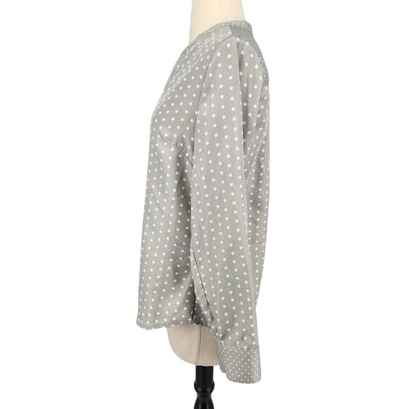 The Limited Polka Dot Henley Blouse – Women’s Medium Gray White Chic Classic - Picture 3 of 6